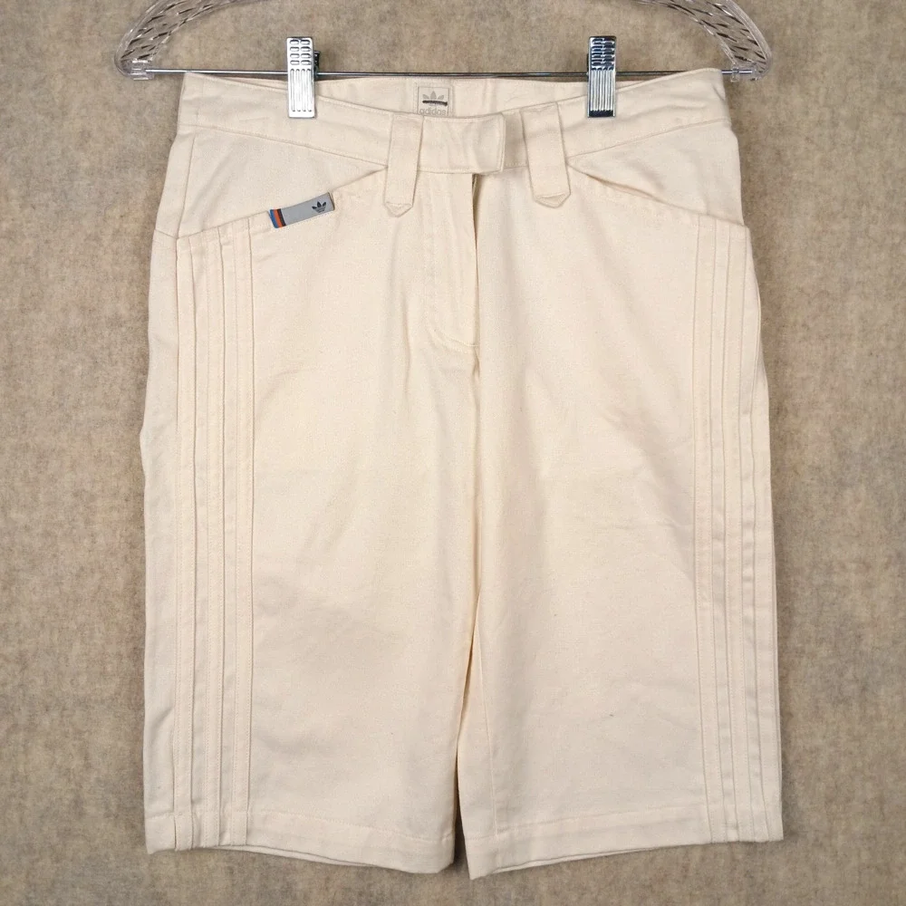 Adidas AGC002 All White Canvas Shorts 3 Stripe w/ Zipper 2005 12